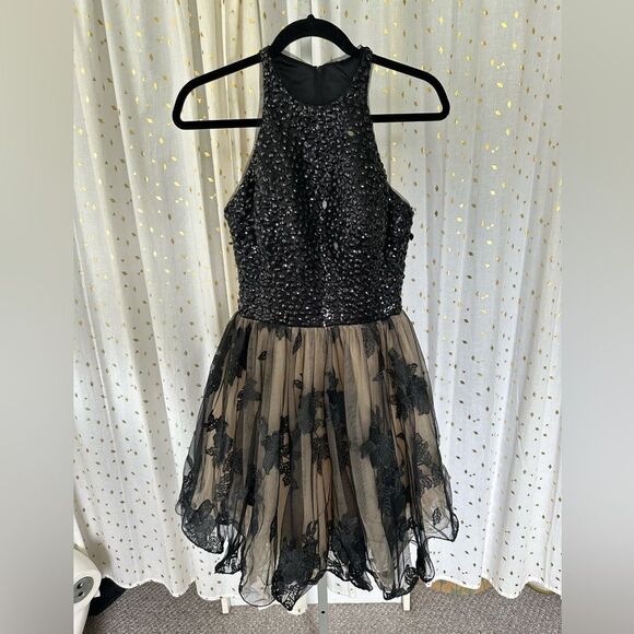 Ombre Prom NWT A Line Sequins Chucky Jewel Lace Mesh Homecoming Cocktail Dress 6 - Picture 3 of 8